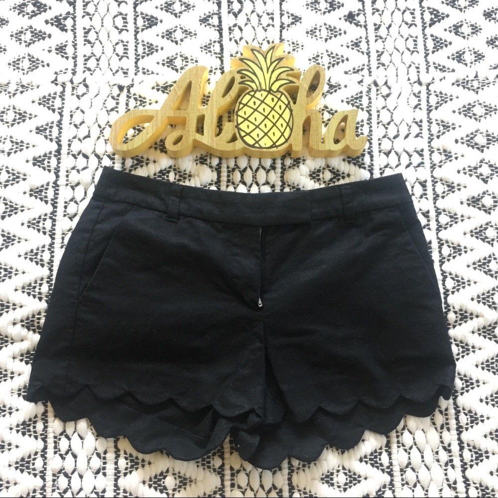J. Crew Factory Black Scalloped Shorts